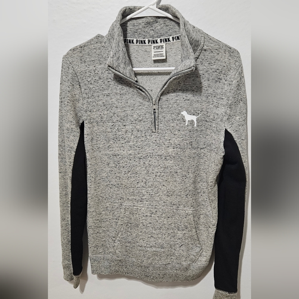 Victoria Secret Pink Women's Sporty Active 1/4 Zip Yoga Grey Pullover - XS B10
